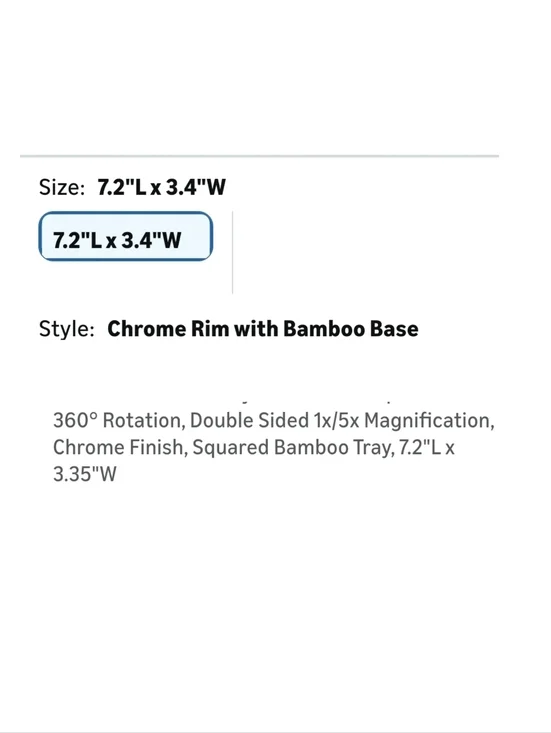 Chrome Rim Mirror with Bamboo Base - Sleek Silver and Natural Wood - Picture 9 of 10